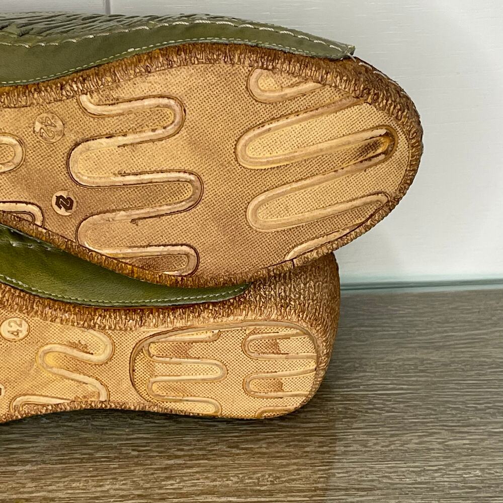Spring Step Wedge Sandal Cunacena Moss Green Leather Lattice‎ Comfy Slip on - Picture 9 of 11